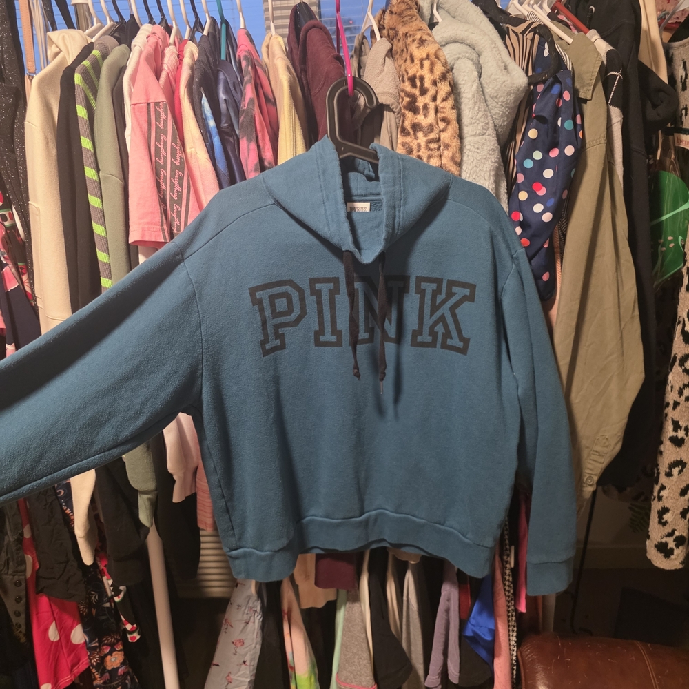 PINK Victoria's Secret Teal Hoodie Sweater